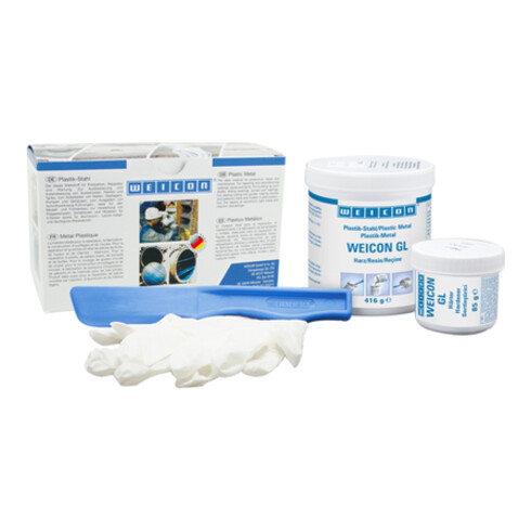 WEICON GL, mineralisch gefülltes Epoxidharz-System zur Verschleißschutzbeschichtung, schnelle Aushärtung, 0,5 kg