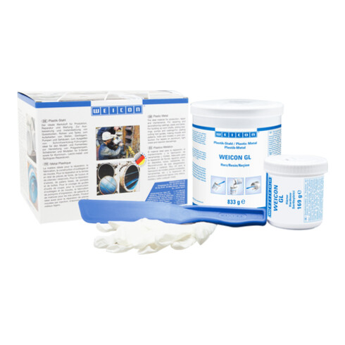 WEICON GL, mineralisch gefülltes Epoxidharz-System zur Verschleißschutzbeschichtung, schnelle Aushärtung, 1 kg