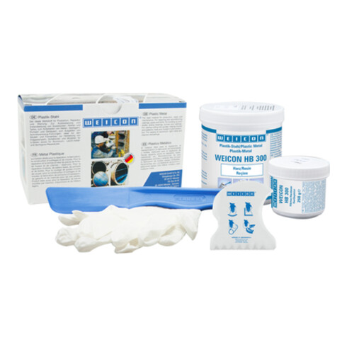 WEICON HB 300, stahlgefülltes hochtemperaturbeständiges Epoxidharz-System für Reparatur und Formgebung, 0,5 kg, dunkelgrau