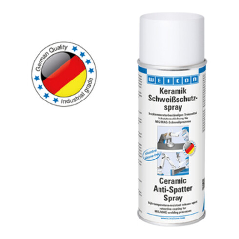 WEICON Keramik Schweißschutzspray, silikonfreie Schutzbeschichtung mit hohem Feststoffanteil, 400 ml, weiß