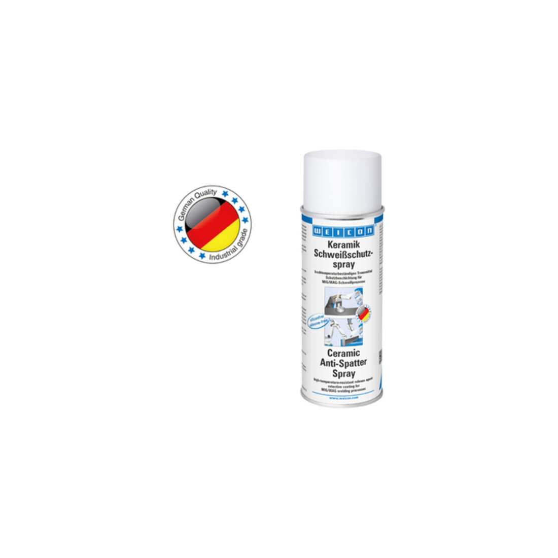 WEICON Keramik Schweißschutzspray, silikonfreie Schutzbeschichtung mit hohem Feststoffanteil, 400 ml, weiß