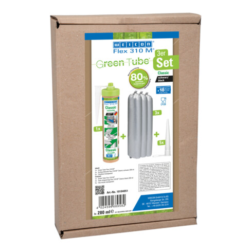 WEICON Klebstoff 'Flex 310 M® Classic' elastisch auf MS-Polymer-Basis für den vielseitigen Einsatz, 1 Set, schwarz