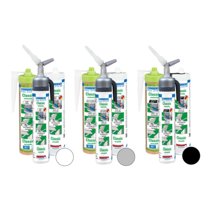WEICON Klebstoff 'Flex 310 M® Classic', elastisch auf MS-Polymer-Basis für den vielseitigen Einsatz, 1 Set, weiß