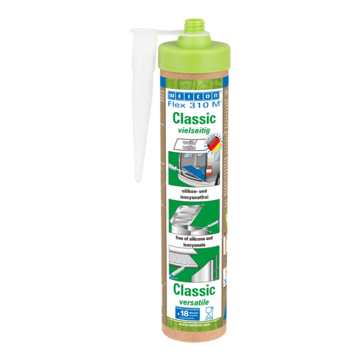WEICON Klebstoff 'Flex 310 M® Classic', elastisch auf MS-Polymer-Basis für den vielseitigen Einsatz, 280 ml (Green Tube), weiß
