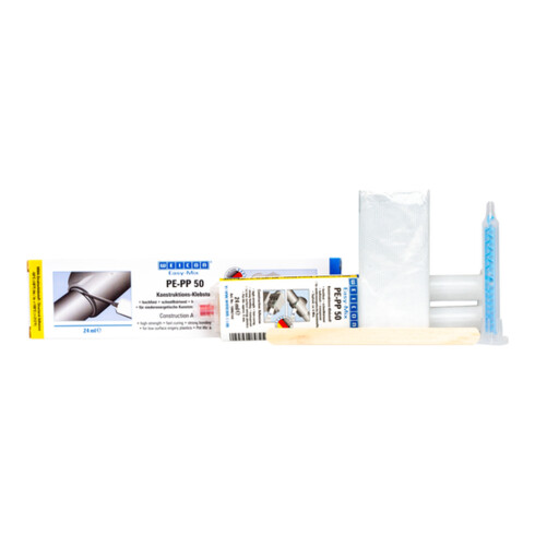 WEICON Konstruktions-Klebstoff 'Easy-Mix PE-PP 50' auf Methylacrylatbasis für spezielle Kunststoffe, 1 Set, transparent