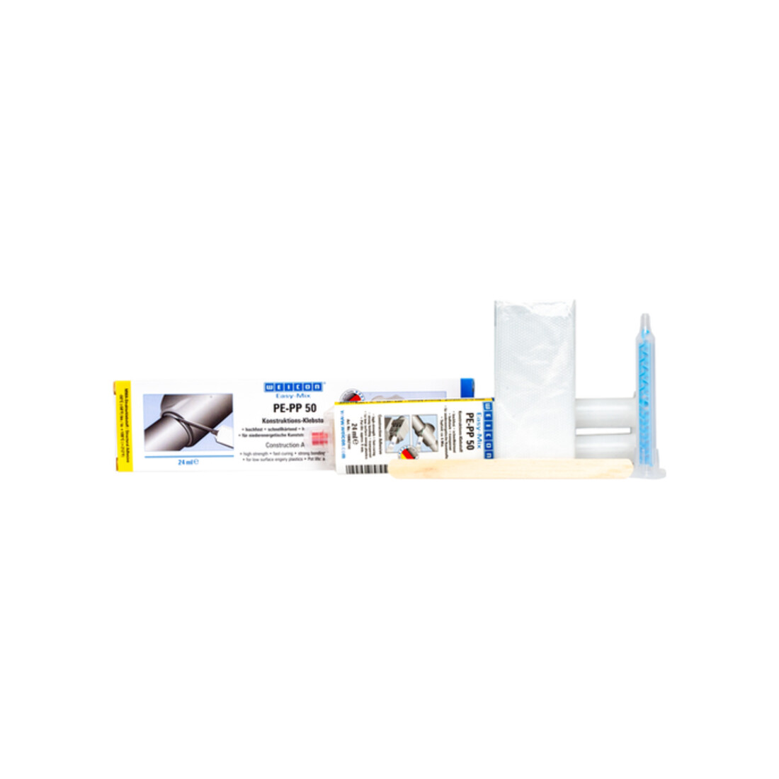 WEICON Konstruktions-Klebstoff 'Easy-Mix PE-PP 50' auf Methylacrylatbasis für spezielle Kunststoffe, 1 Set, transparent