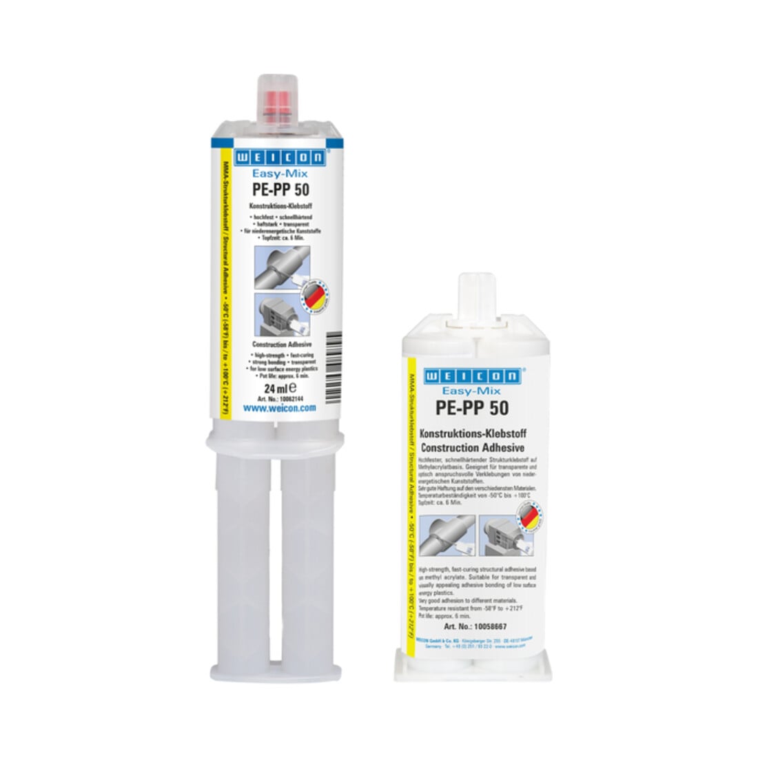 WEICON Konstruktions-Klebstoff 'Easy-Mix PE-PP 50', auf Methylacrylatbasis für spezielle Kunststoffe, 50 ml, transparent