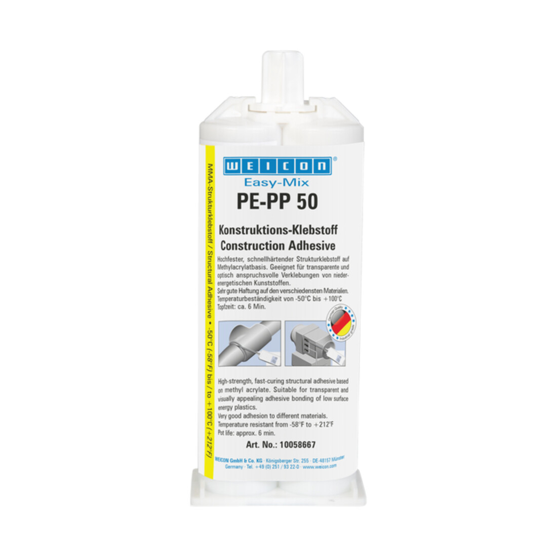 WEICON Konstruktions-Klebstoff 'Easy-Mix PE-PP 50', auf Methylacrylatbasis für spezielle Kunststoffe, 50 ml, transparent