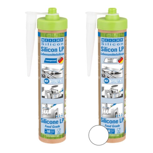 WEICON Mastic silicone LP 280 ml blanc durablement élastique Set