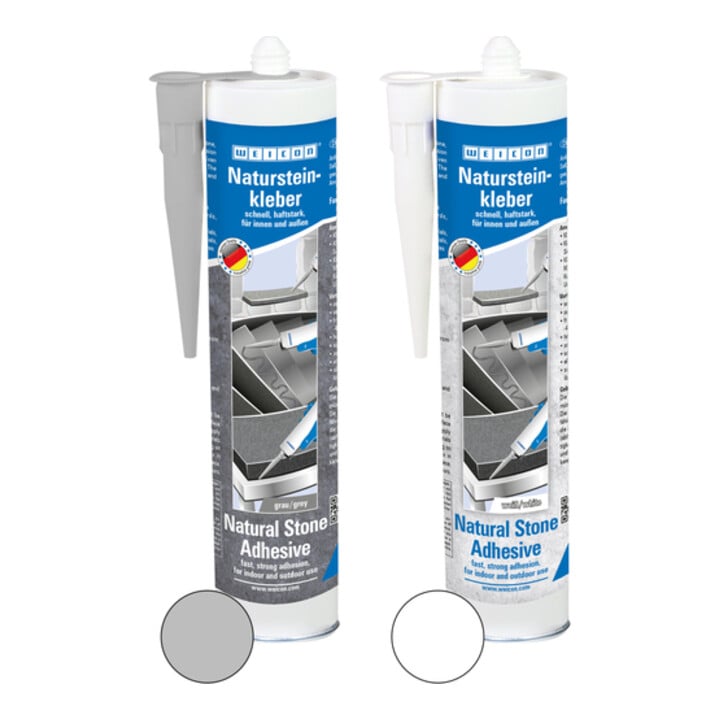 WEICON Natursteinkleber, für die Montage von Naturstein, Stein und Keramik, 290 ml, grau