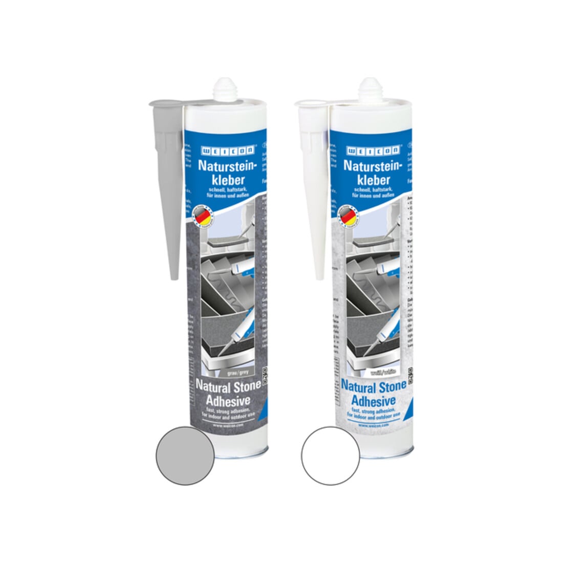 WEICON Natursteinkleber, für die Montage von Naturstein, Stein und Keramik, 290 ml, grau