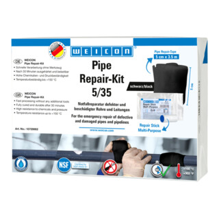 WEICON Pipe Repair-Kit, für die Notfall-Reparatur beschädigter Rohre und Leitungen, 3,5 m x 5 cm, schwarz