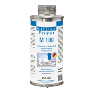 WEICON Primer M 100, Haftvermittler für nichtsaugende Metalloberflächen, 250 ml, farblos, transparent