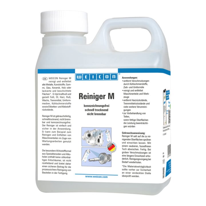 WEICON Reiniger M, kraftvoller Spezialreiniger, nicht brennbar, 1 L, farblos, transparent