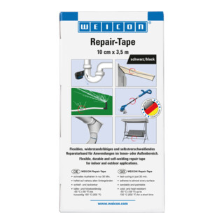 WEICON Repair-Tape, widerstandsfähiges und selbstverschweißendes Reparaturband, 3,5 m x 10 cm, schwarz