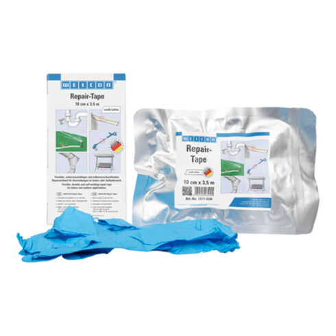 WEICON Repair-Tape, widerstandsfähiges und selbstverschweißendes Reparaturband, 3,5 m x 10 cm, weiß