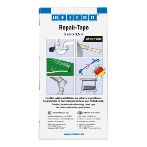 WEICON Repair-Tape, widerstandsfähiges und selbstverschweißendes Reparaturband, 3,5 m x 5 cm, schwarz