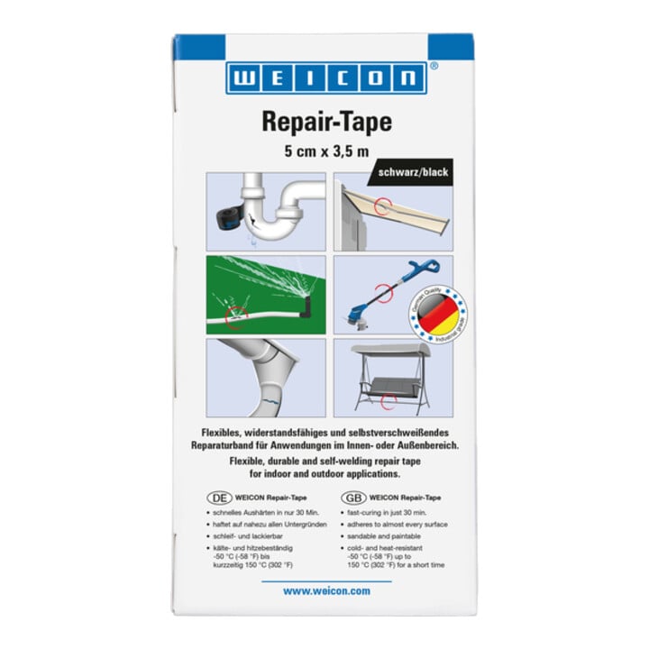 WEICON Repair-Tape, widerstandsfähiges und selbstverschweißendes Reparaturband, 3,5 m x 5 cm, schwarz