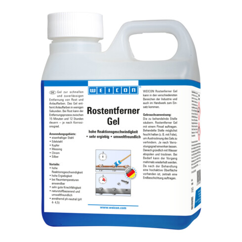 WEICON Rostentferner Gel, schnelle und zuverlässige Entfernung von Rost und Anlauffarben, 1 L, blau
