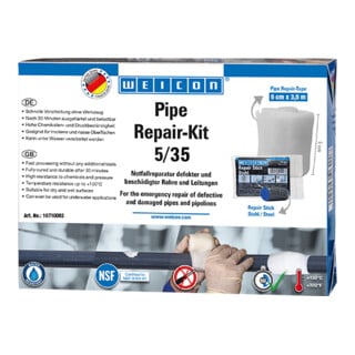 Weicon Kit de réparation pour tuyaux Bande de réparation 2