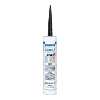 WEICON Silicon A, acetatvernetzender und fungizid eingestellter Dichtstoff, 310 ml, schwarz