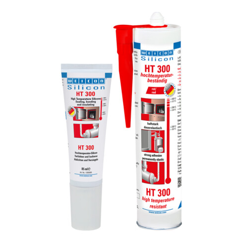WEICON Silicon HT 300, Dichtstoff, hochtemperaturbeständig bis 300°C, 280 ml (Green Tube), rot