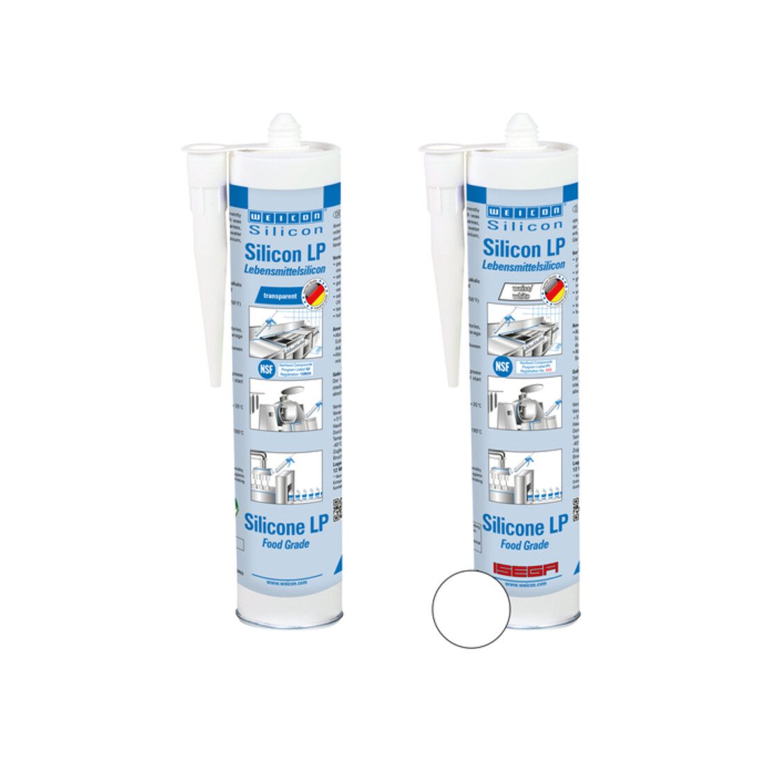 WEICON Silicon LP, dauerelastischer Dichtstoff für den Trinkwasser- und Lebensmittelbereich, 310 ml, farblos, transparent