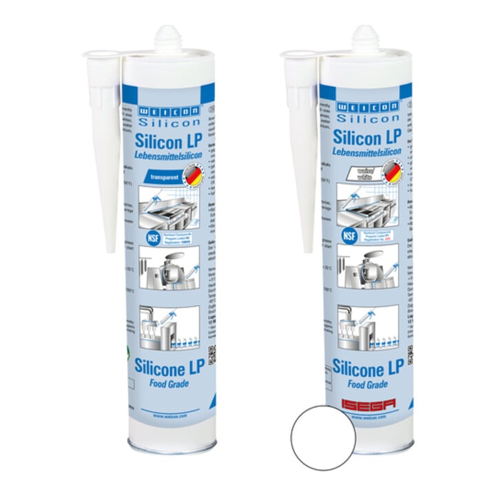 WEICON Silicon LP, dauerelastischer Dichtstoff für den Trinkwasser- und Lebensmittelbereich, 310 ml, farblos, transparent