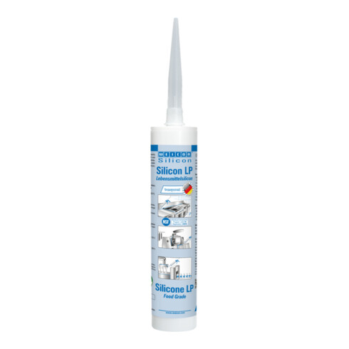 WEICON Silicon LP, dauerelastischer Dichtstoff für den Trinkwasser- und Lebensmittelbereich, 310 ml, farblos, transparent