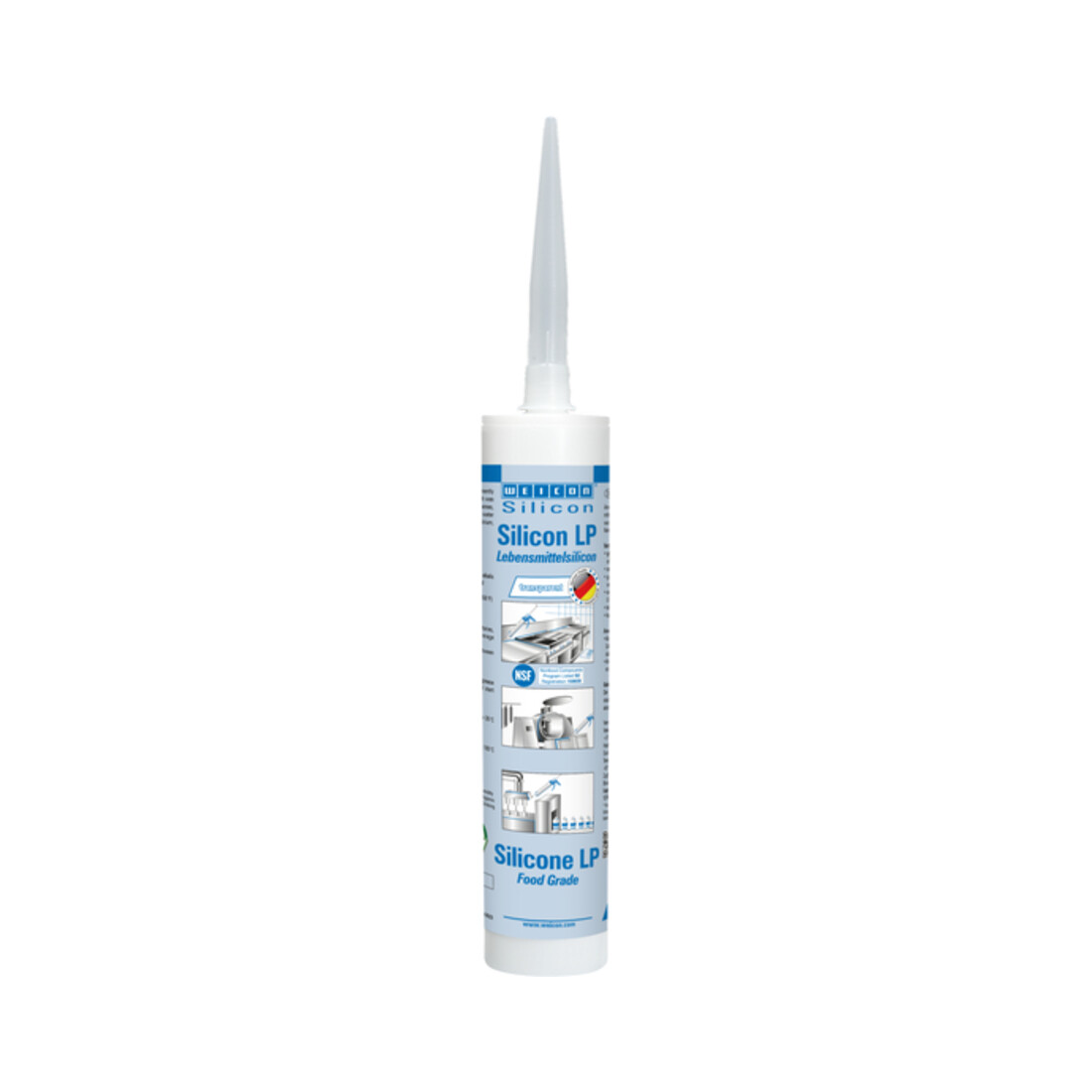 WEICON Silicon LP, dauerelastischer Dichtstoff für den Trinkwasser- und Lebensmittelbereich, 310 ml, farblos, transparent