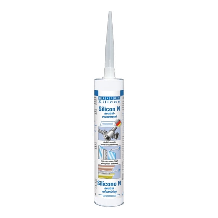 WEICON Silicon N, extrem elastischer und neutralvernetzender Dichtstoff, 310 ml, transparent