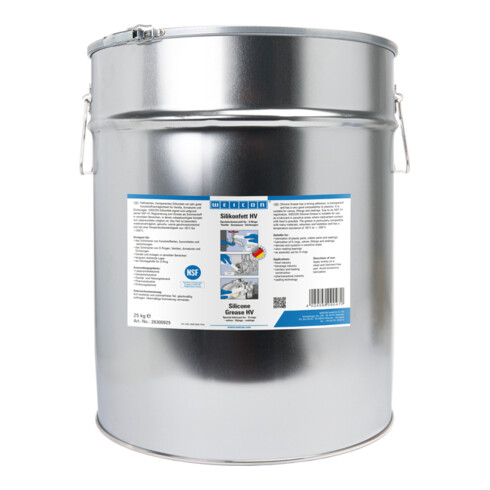 WEICON Silikonfett HV, lebensmittelechtes Schmierfett, 25 kg, transluzent