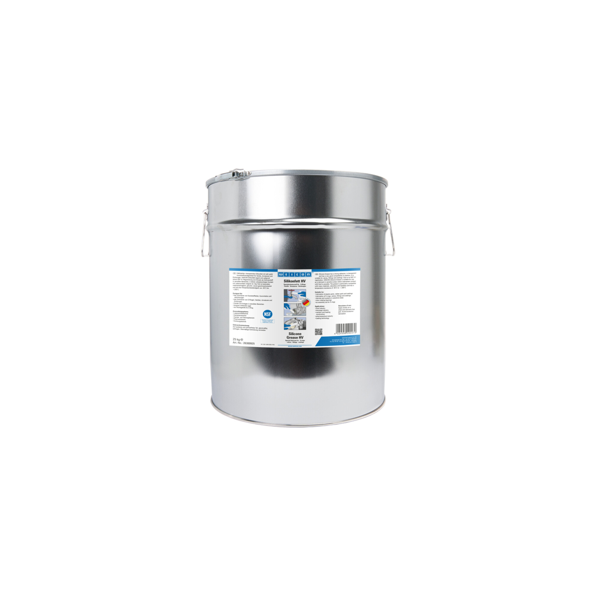 WEICON Silikonfett HV, lebensmittelechtes Schmierfett, 25 kg, transluzent