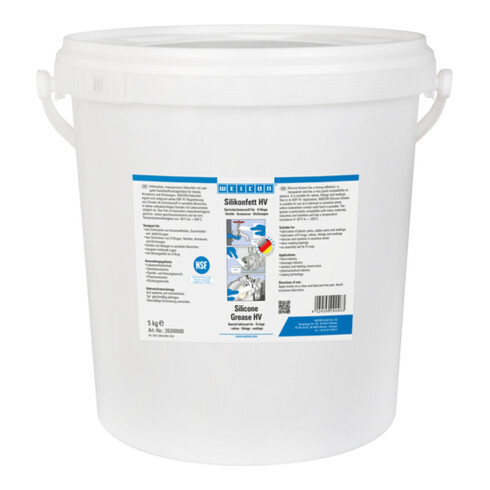 WEICON Silikonfett HV, lebensmittelechtes Schmierfett, 5 kg, transluzent