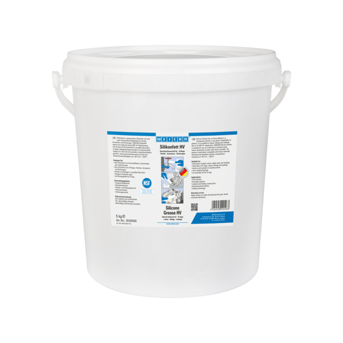 WEICON Silikonfett HV, lebensmittelechtes Schmierfett, 5 kg, transluzent