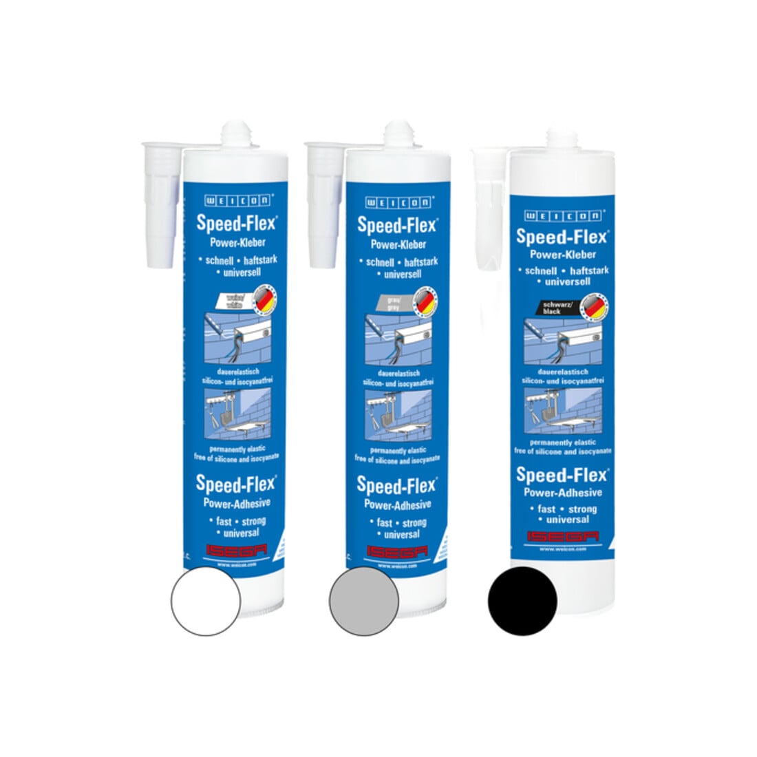 WEICON Speed-Flex®, hochviskoser Kleb- und Dichtstoff mit starker Anfangshaftung auf MS-Polymer-Basis, 310 ml, schwarz