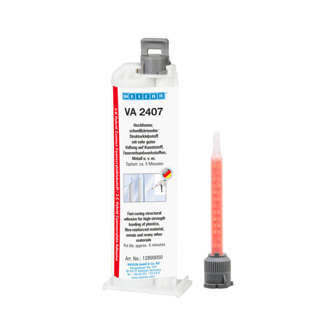 WEICON VA 2407 Cyanacrylat-Klebstoff, 2K Cyanacrylat, hohe Spaltüberbrückung, 50 g, transparent