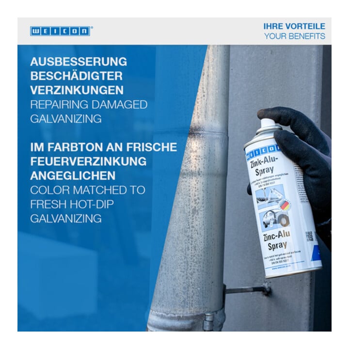 WEICON Zink-Alu-Spray, Ausbessern beschädigter Verzinkungen, 400 ml