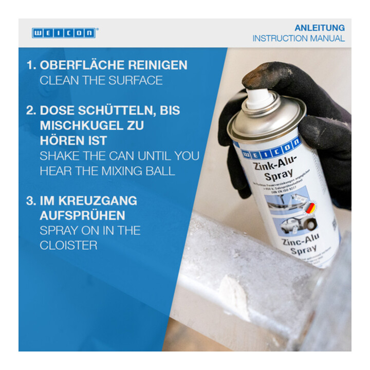 WEICON Zink-Alu-Spray, Ausbessern beschädigter Verzinkungen, 400 ml