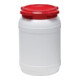 Weithalsfass blanc couvercle rouge 20 l Ø274×H418 mm ouverture Ø204 mm-3