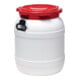 Weithalsfass blanc couvercle rouge 55 l Ø410 × H518 mm ouverture Ø282 mm