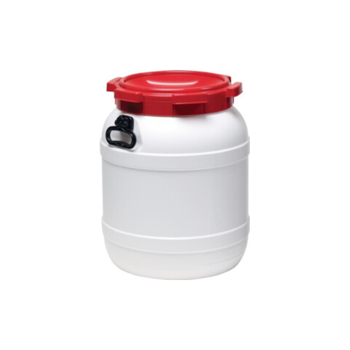Weithalsfass blanc couvercle rouge 55 l Ø410 × H518 mm ouverture Ø282 mm