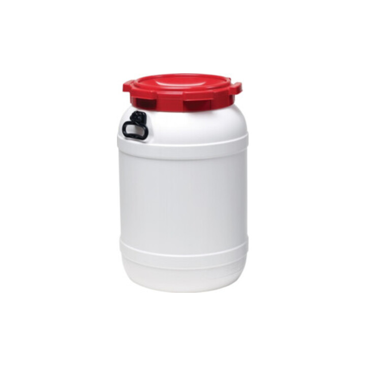 Weithalsfass blanc couvercle rouge 68 l Ø410×H632 mm ouverture Ø282 mm