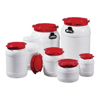 Weithalsfass weiß Deckel rot 15,4l D.274xH.328mm Einfüllöffnung-D.204mm