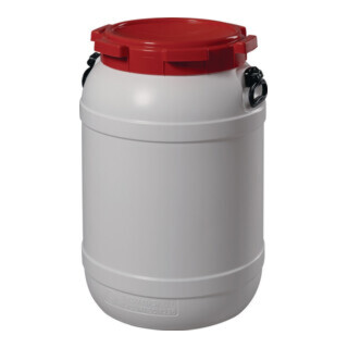 Weithalsfass weiß Deckel rot 68l D.410xH.632mm Einfüllöffnung-D.282mm