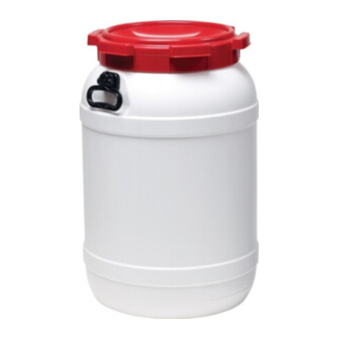 Weithalsfass weiß Deckel rot 68l D.410xH.632mm Einfüllöffnung-D.282mm