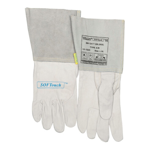 Weldas Schweißerhandschuhe Gr.XL (9,5) natur Leder/Softouch EN388,EN12477,EN1149-2 10PA