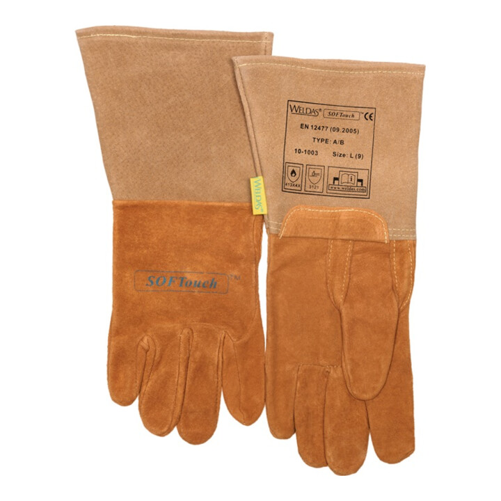 Weldas Schweißerhandschuhe Gr.XXL(10,5)oran.Leder/Softouch/Wildleder EN388,EN12477 10PA