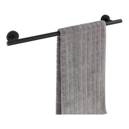 WENKO Badetuchstange Uno 60 cm Schwarz matt BosioBlack Schrauben Wandserien - Bad