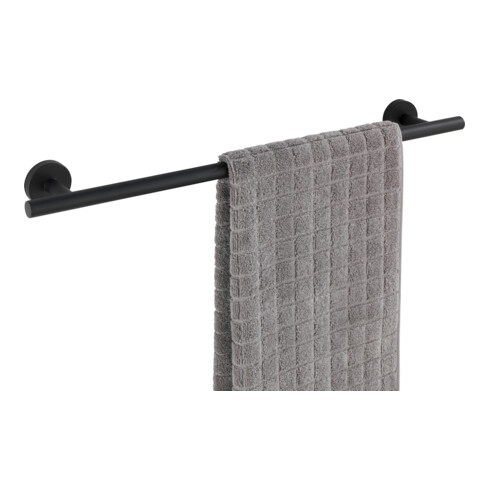 WENKO Badetuchstange Uno 60 cm Schwarz matt BosioBlack Schrauben Wandserien - Bad
